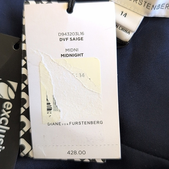 Diane Von Furstenburg Womens 14 Saige Dress Midnight Blue Silk Designer Luxury - Picture 8 of 12